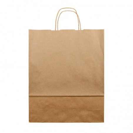 Sac cabas papier à poignées torsadées kraft brun - Sac Folk